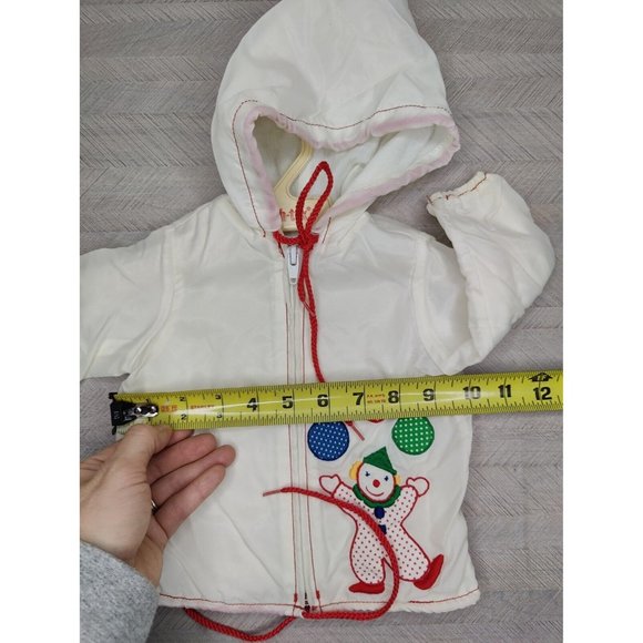 Vintage Baby Togs Jacket Windbreaker White Hooded Nylon Embroidered Clown 3-6m - Picture 9 of 10